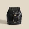 Fashion Women Leather Backpack Oil Wax Pu Leather Knapsack Mini Rucksack Chain Bucket Shoulder Bag