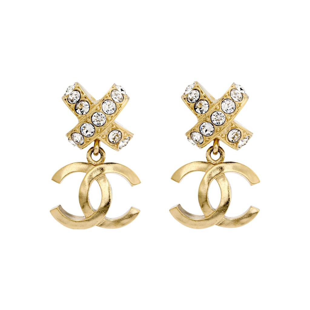 Chanel Chic Bow Diamond Double C Earrings Women earrings Gold ABA525-B10566-NN170