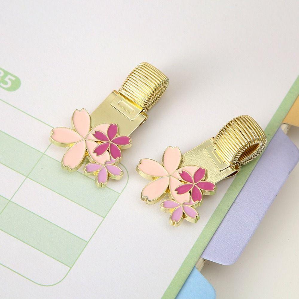 Retro Metal Pen Holder Flower Journal Clip Portable Paper Fix Clips Student