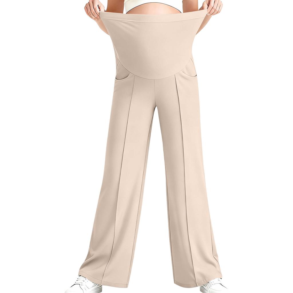 Брюки для йоги для беременных, с карманом на животе, эластичные широкие брюки для работы/повседневной носки, брюки для беременных для дома