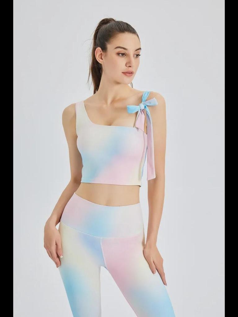 Новый стильный спортивный бюстгальтер для йоги с принтом феи: Женский топ для фитнеса и бега в стиле майки с ремешком и нагрудной накладкой