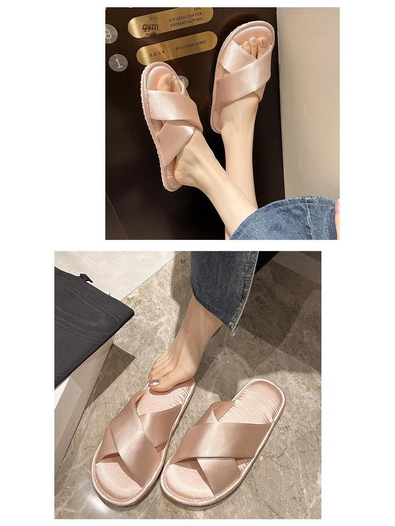 Роскошные женские домашние тапочки: Удобный, нескользящий, дезодорирующий плоский носик для использования весной, летом и осенью.