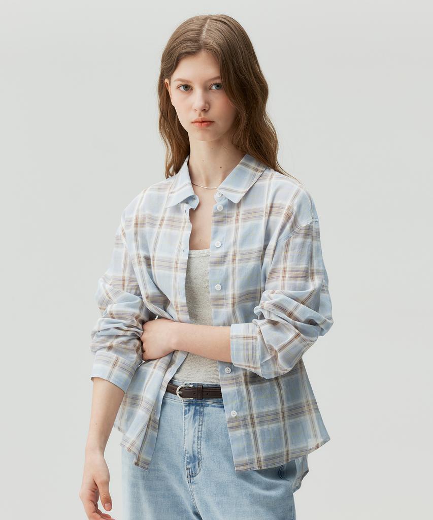 MIND BRIDGE WOMEN [On][W] Sheer Check Shirt