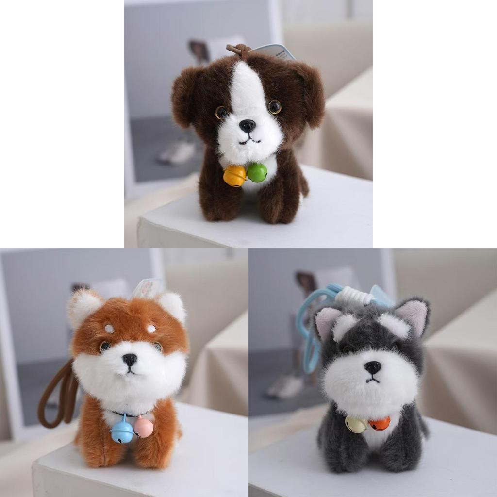 Cute Dog Plush Keychain With Soft Short Pile Fabric For Gift And Bag Decor