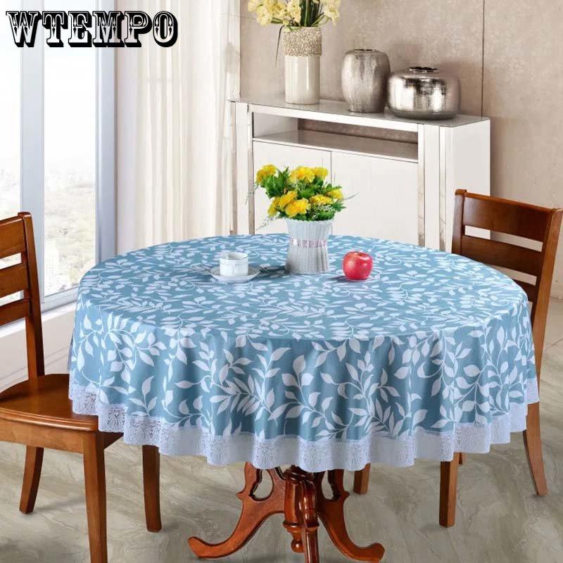 Large Round Table PVC Tablecloth Waterproof Oil Proof Scald Proof No Washing Lace Printed Pattern