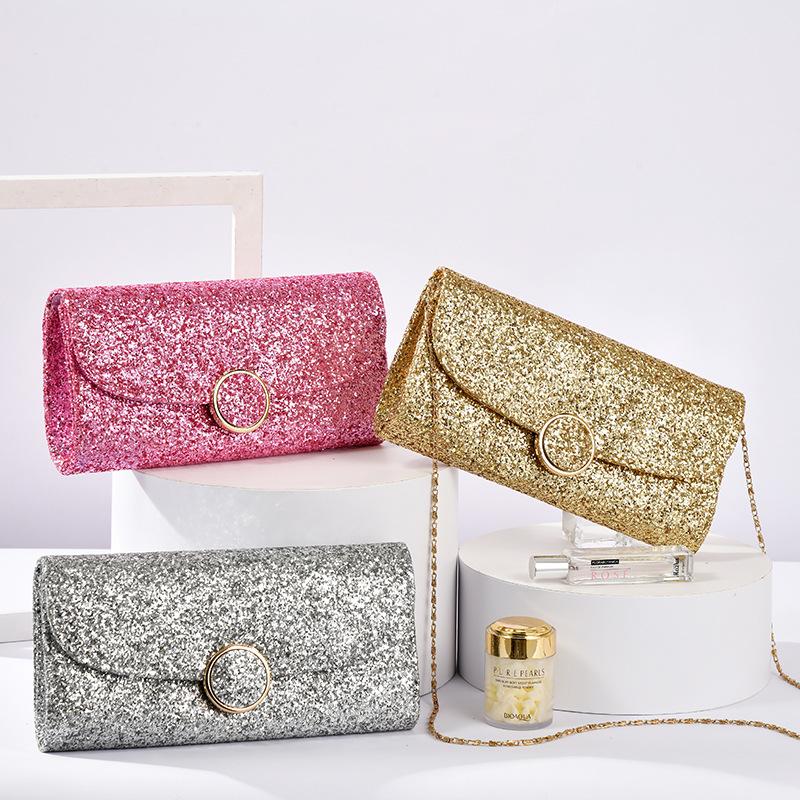 Korean version of simple dinner bag, fashionable light luxury diamond-encrusted shoulder bag, evening dress banquet bag