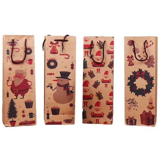 Подарочные пакеты для вина с ручкой, дизайнерское украшение, многоразовая рождественская сумка для одной бутылки вина для вечеринки