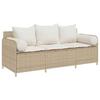 VidaXL Canapé de jardin avec coussins 3 places beige résine tressée, canapé d'extérieur, meuble de jardin, meuble de patio, 4104176