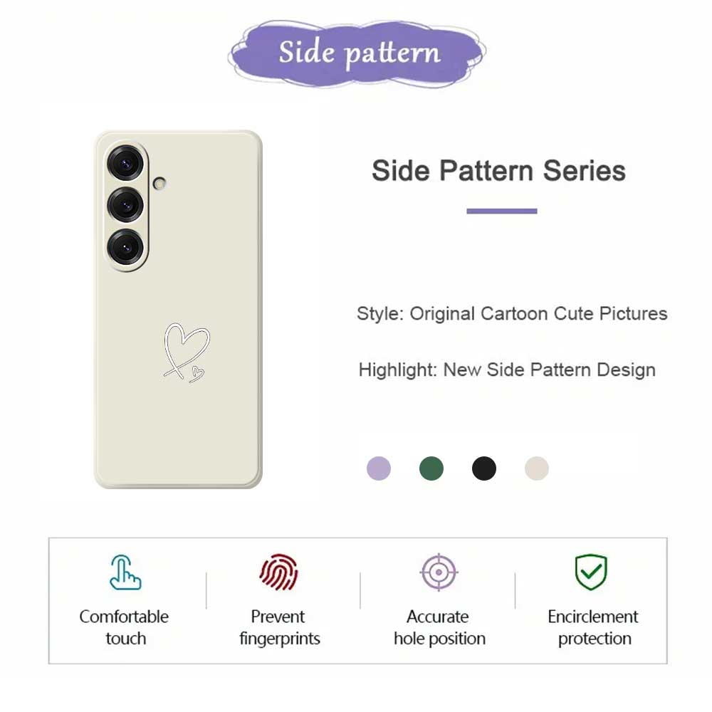 For Samsung Galaxy S25 Case White Love Pattern Printing Straight Edge TPU Phone Back Cover