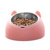 Миска для воды для домашних животных из нержавеющей стали, съемная, предотвращающая скольжение, мультяшной формы, миска для кормления собак и кошек, розовая