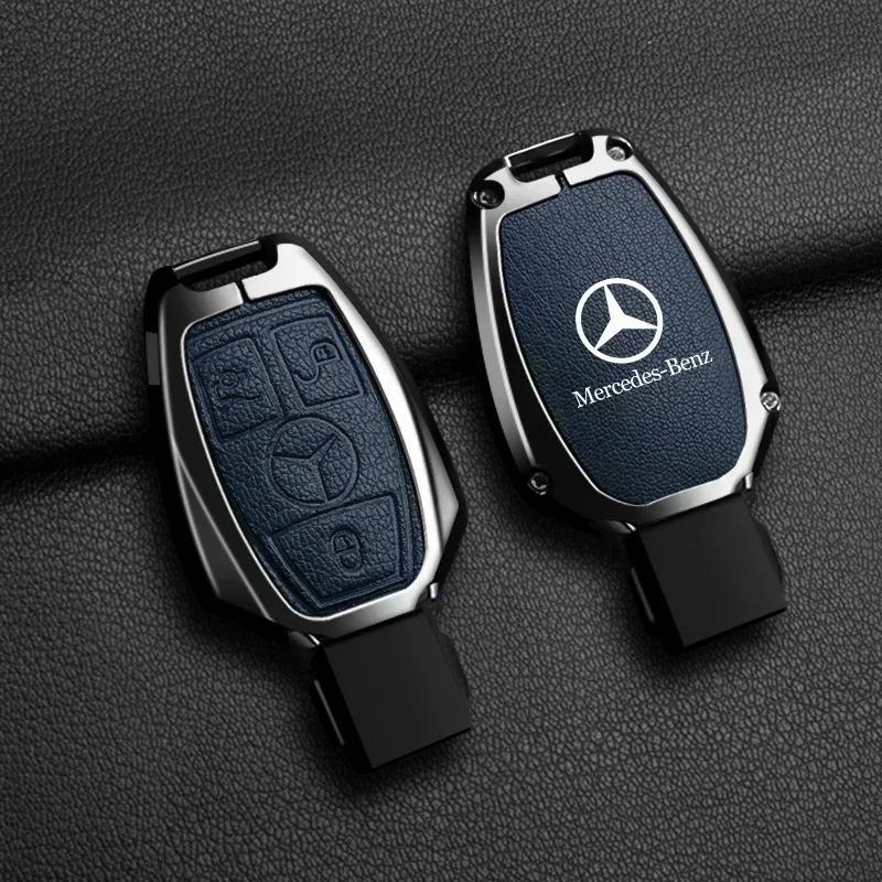 Zinc Alloy Leather Car Key Case Cover Holder Shell Protector For Mercedes Benz A B C S Class AMG GLA CLA GLC W176 W221 W204 W205 yyy1