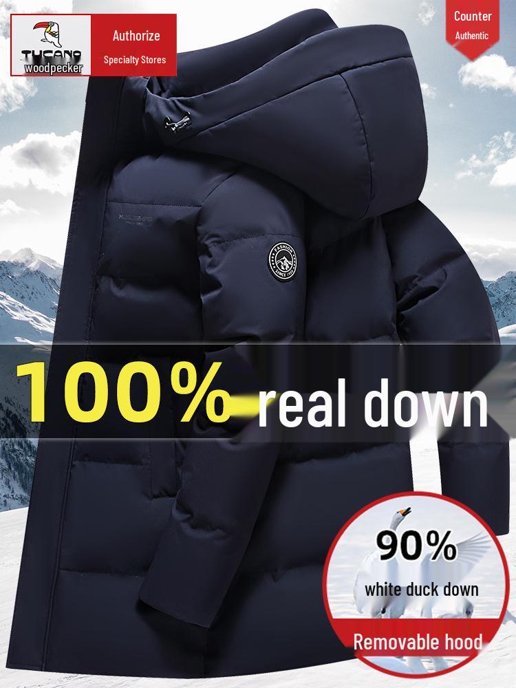 Мужская зимняя пуховая куртка Woodpecker средней длины - Утепленная, теплая верхняя одежда для людей среднего и пожилого возраста