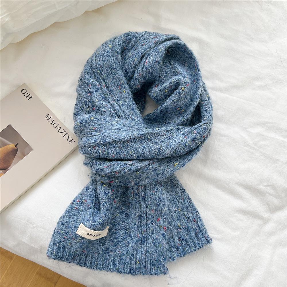 Flower Japanese Scarf Women'S Winter Warm Solid Color Wool Knitted Scarf Student Male Couple