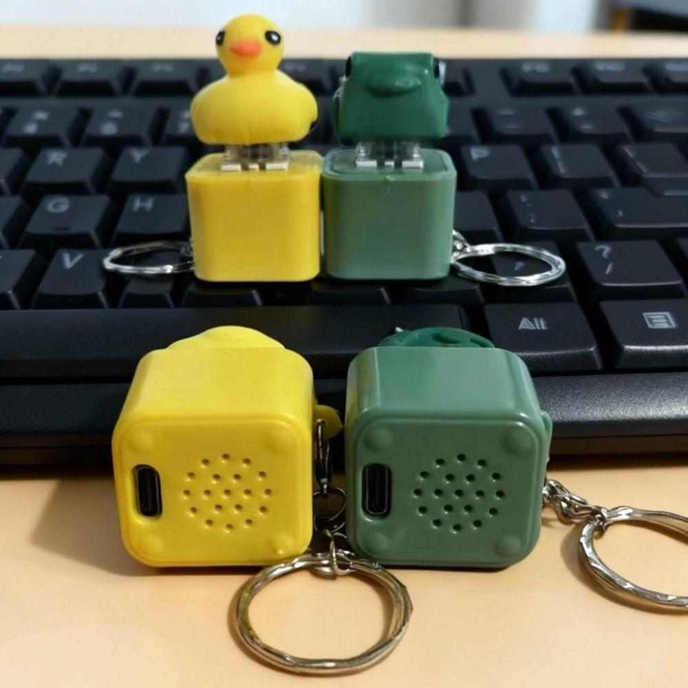 With LED Light Frog Croaking Fidget Toy Plastic Keyboard Sound Keyring Children Adult