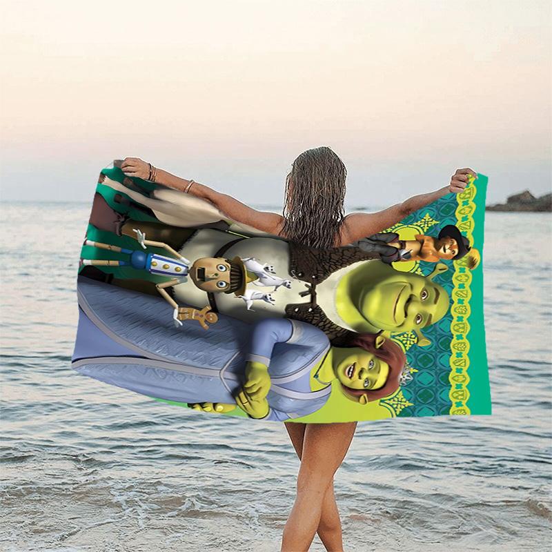 1pc Shrek1 Beach Towel, Beach and Seaside Swimming Pool Equipment, Fashion Pattern, Rectangular, Travel Essentials
