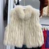 New fox hair encryption strips, fur vest, stand-up collar vest, fashionable and thin woman