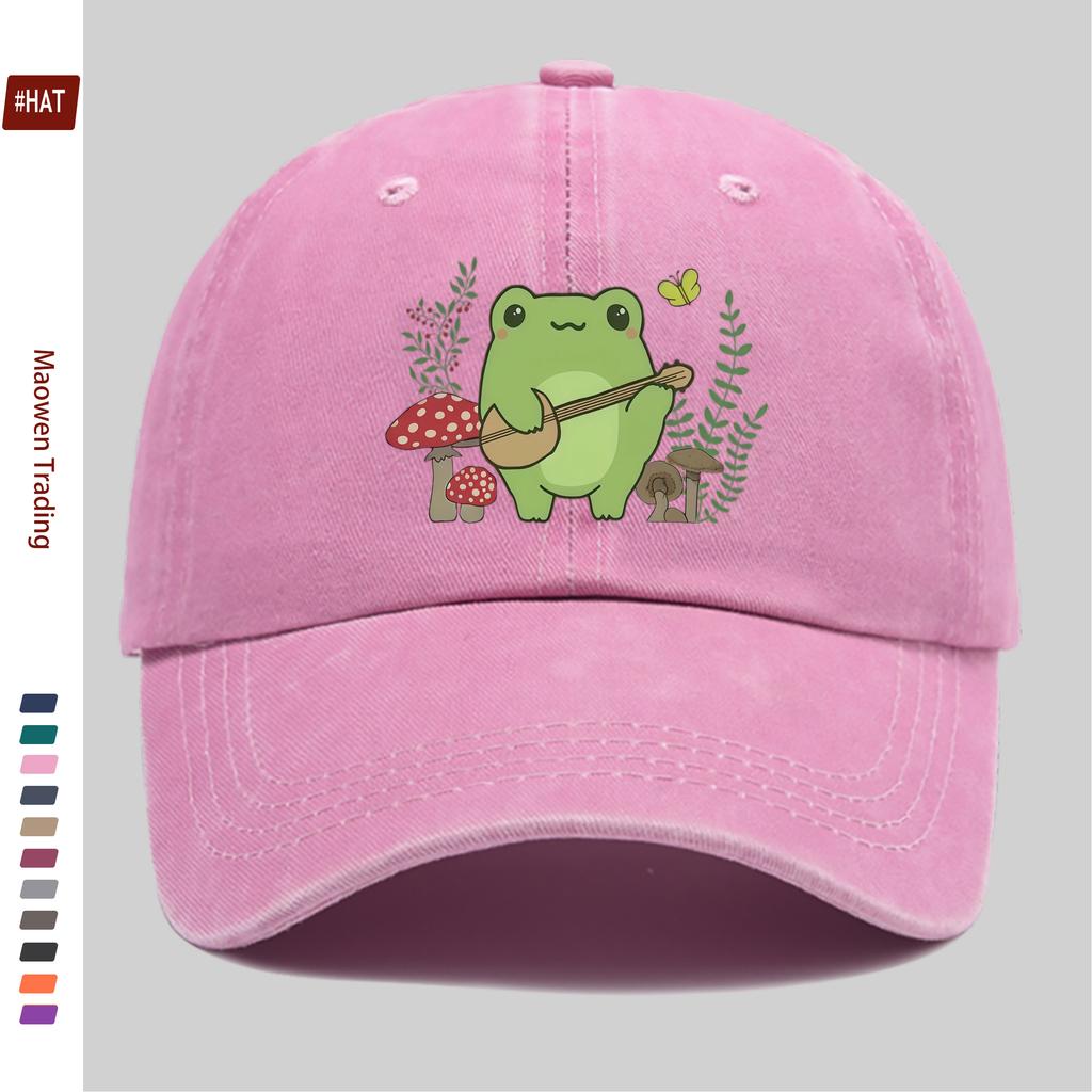 pc Cute Frog Print Baseball Cap Easy Decor Hat for Home Leisure MultiColor Optional Comfortable And Lightweight Adjustable
