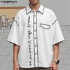 Мужские рубашки оверсайз повседневные с лацканами, с короткими рукавами, с принтом в стиле пэчворк