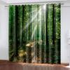 Spring and Autumn Forest Scenery Series Sunshade Curtains 2 Pieces for Living Room Bedroom Home Decoration Hook Perforation