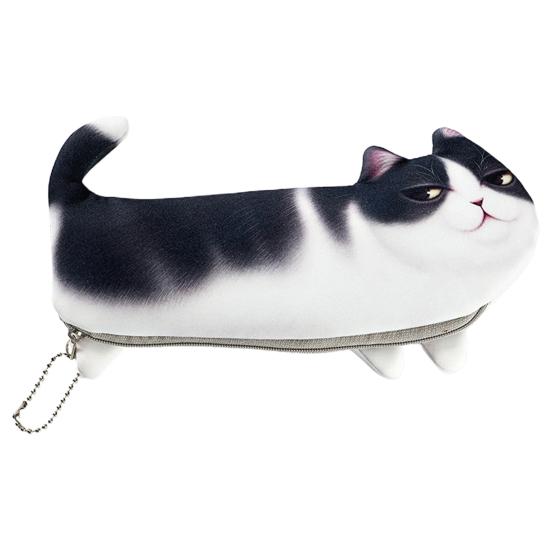 Сумка для ручек с имитацией кота, большая вместительная молния, цепочка из бисера, пылезащитный портативный чехол для карандашей для мальчиков и девочек, канцелярские принадлежности, школьные принадлежности