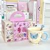 Birthday Gift for Girlfriends, Girl's Heart Butterfly Mug, High-value Ceramic Water Cup, Girl's Souvenir Gift Box.