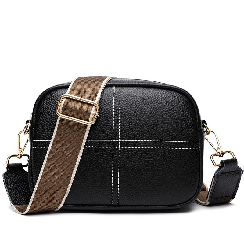 High Quality Cow Leather Shoulder Crossbody Bag for Women Fashion Pure Color Soft Genuine Leather Messenger Bag