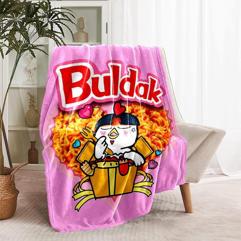 1pc Blanket - Spicy Chicken Noodles Print Design, Lightweight Blanket for Sofa, Bed- Soft &Warm, Gift for All Seasons