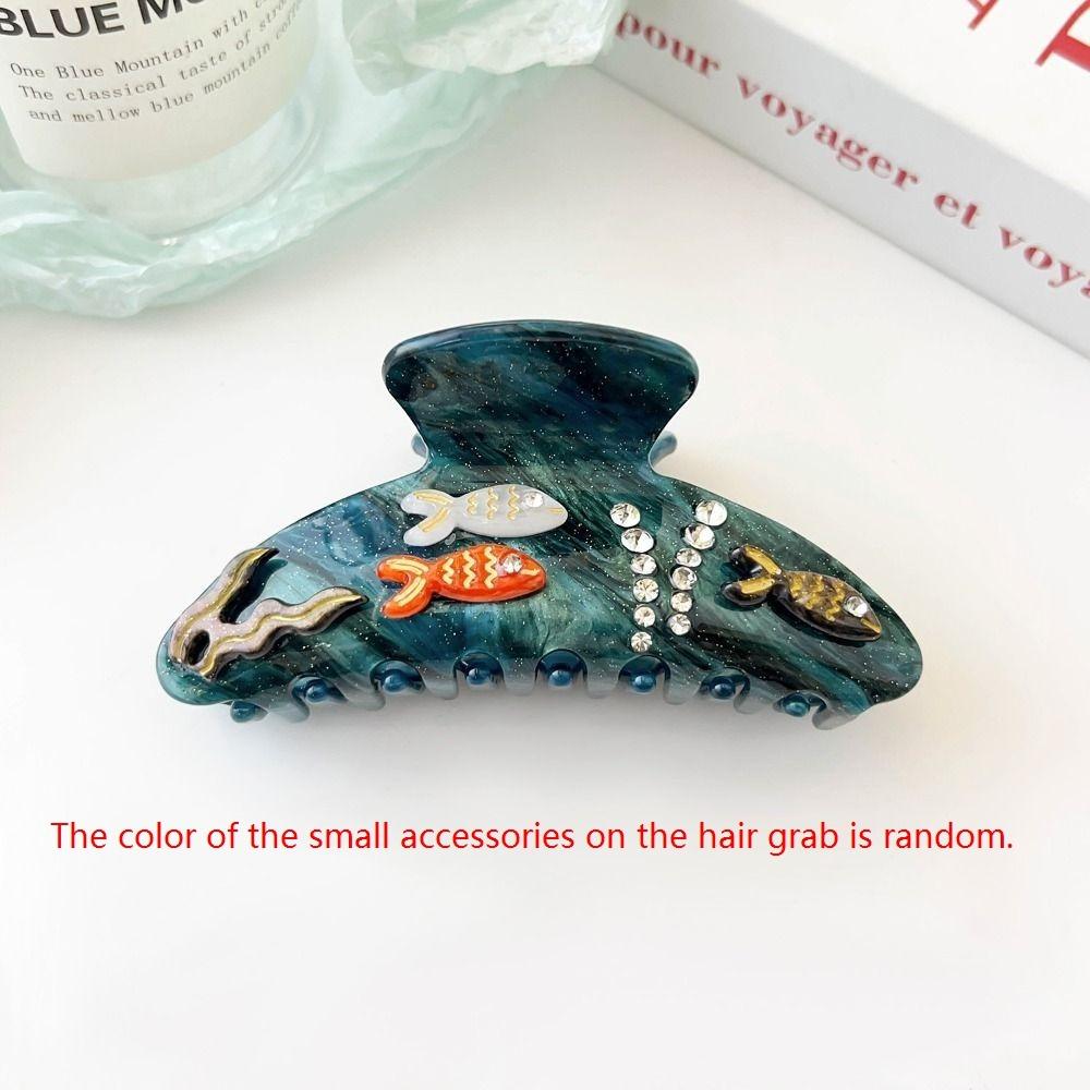 Starfish Ocean Shell  Hair Grab Hair Clip Acrylic Shark Clip Cute Rhinestone  Hair Claw  Girls