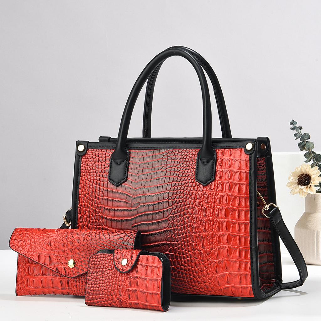Новая высококачественная сумка для мамы с крокодиловым узором, комплект из трех предметов, модная и стильная сумка большой вместимости, универсальная, через плечо
