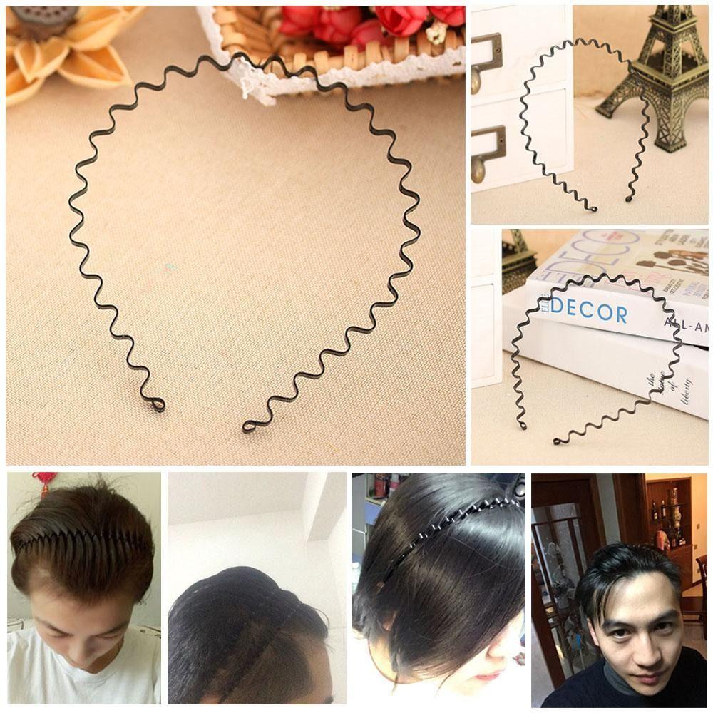 Men Women Sports Band Hairband Wavy Headband Hoop Metal