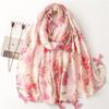 Four Seasons Elegant Socialite Chinese Style Simple And Elegant Pink Flower Cotton And Linen Scarf Bali Gauze Thin Silk Scarf Shawl For Women