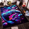 Gaming Controller and Tech Pattern Carpet with Neon Colors and Design Suitable for use as an anti-slip for living room bedroom sofas