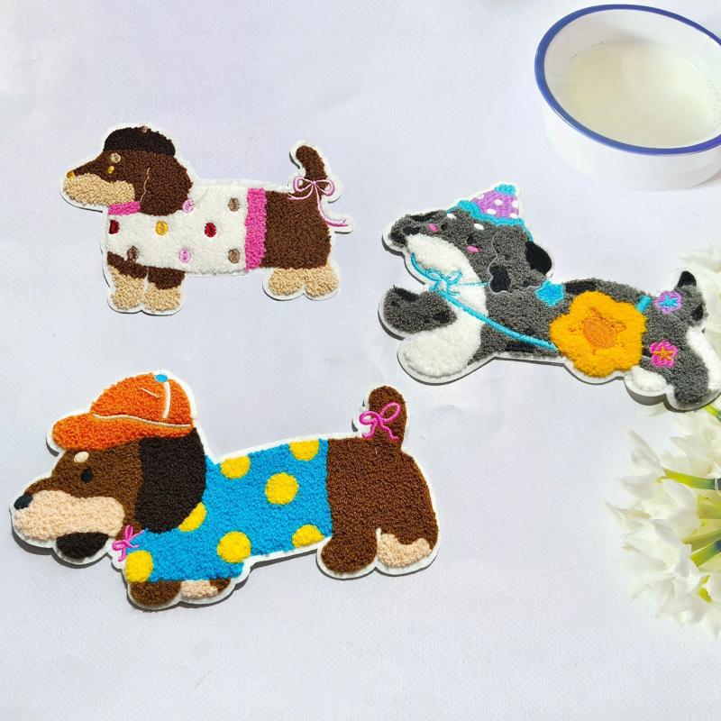 Вышитая нашивка для шитья с собакой, аппликации с собакой, вышитые нашивки для различной одежды, украшения для сумки, обуви