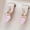 Vintage Geometric Pink Zircon Drop Earrings for Women Luxury Gold Color Daily Fashion Jewelry