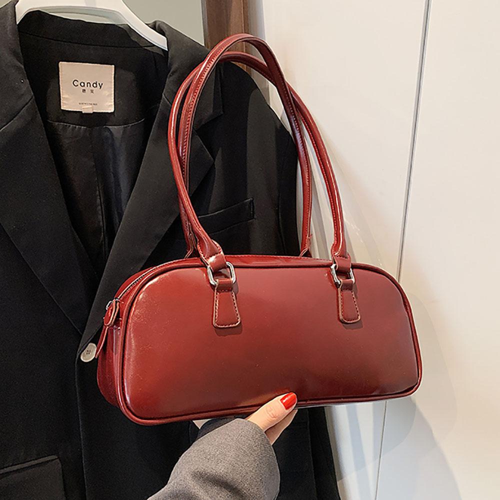 Retro Commuter Shoulder Bag Women's New High Quality Soft Leather Underarm Bags Elegant Red Bride Bag Wedding Handbags