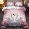Комплект из 3 предметов Романтический принт лебедей на День святого Валентина, включая 1 пододеяльник и 2 наволочки (исключая отступы)