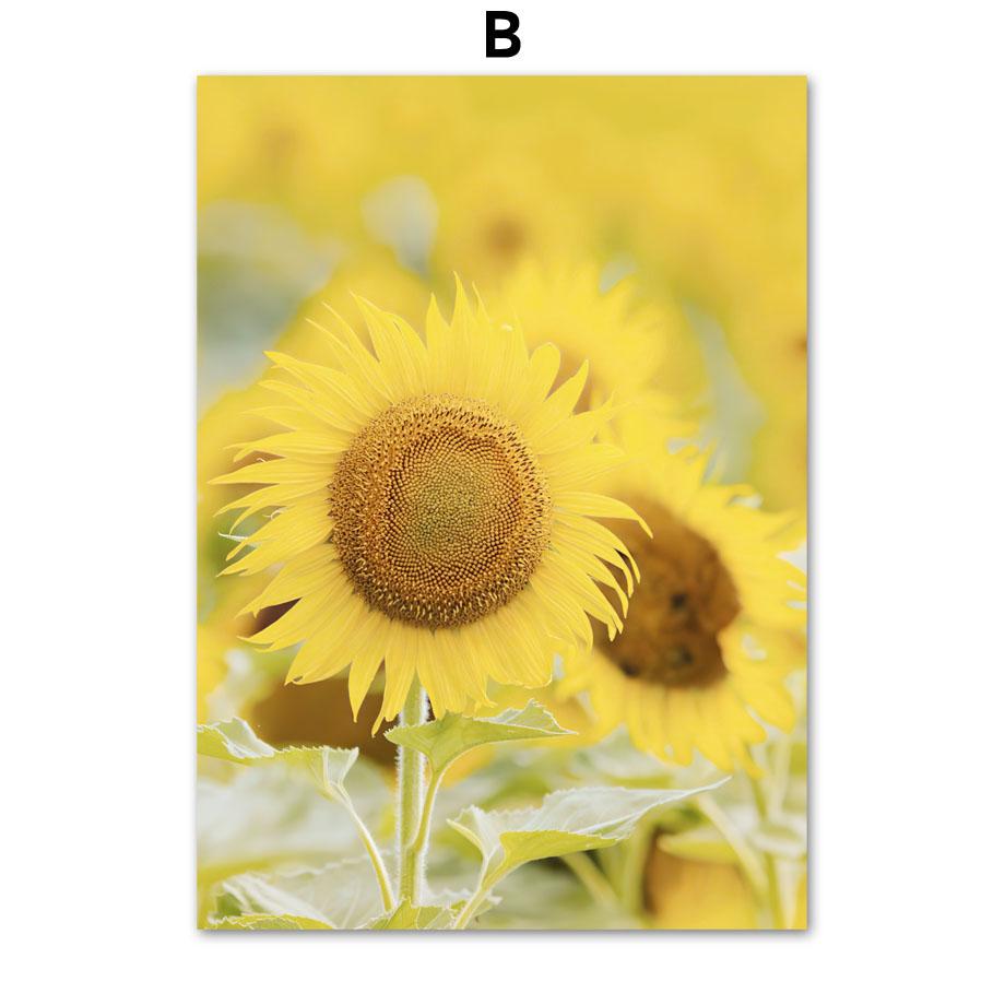 Подсолнух Цветочное поле Девушка Ветряная мельница Картина на холсте Весенние постеры и принты Пейзаж настенные художественные картины для декора гостиной