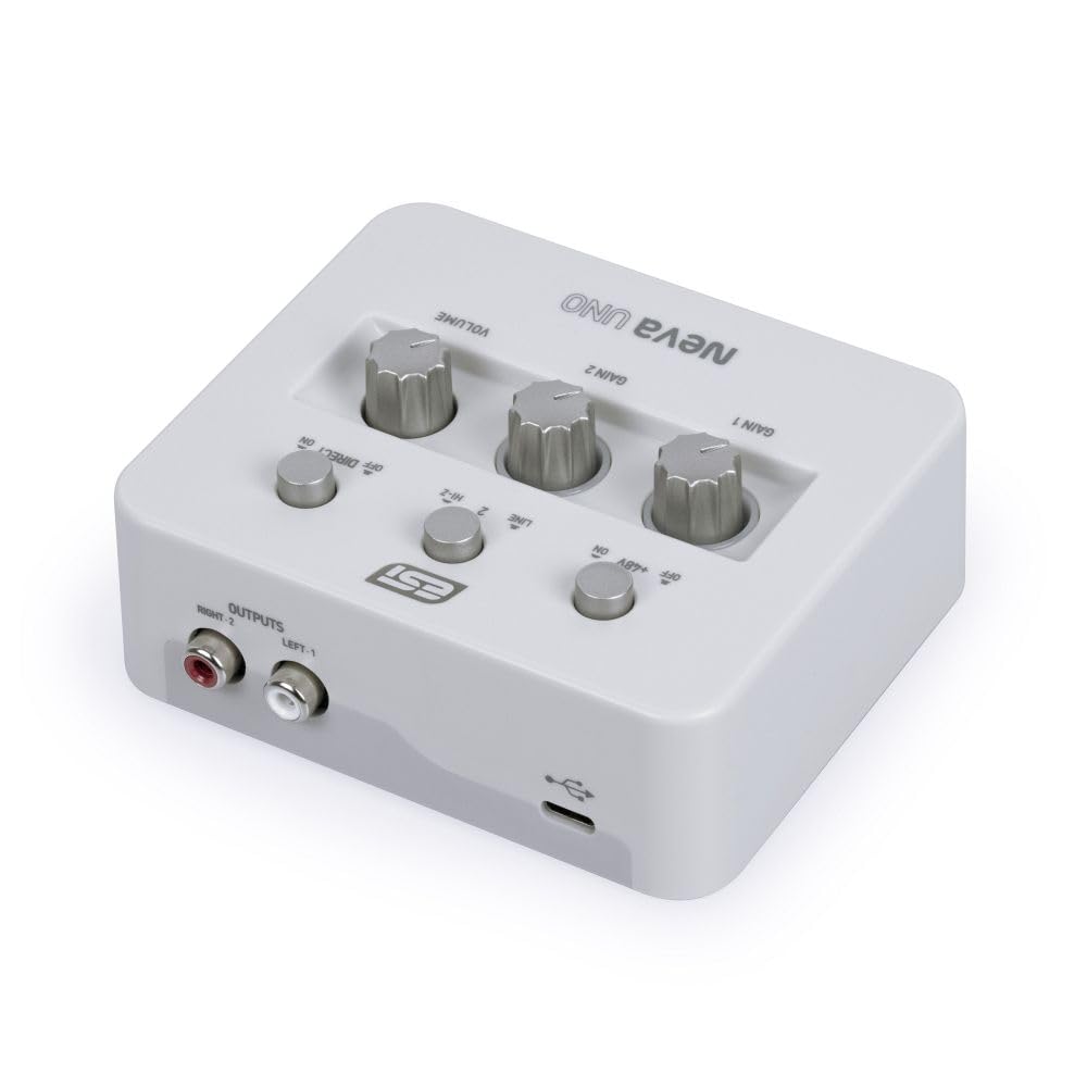 ESI Neva Uno Audio Interface with kHz Support - Ultra-compact 2-in/2-out USB-C 24-bit/192
