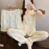 Мечтай Маленький Белый Медведь Облачный Хлопок Пижама Женская Летняя Кружевная Кукольный Воротник с Коротким Рукавом Домашняя Одежда Набор из Трех Предметов