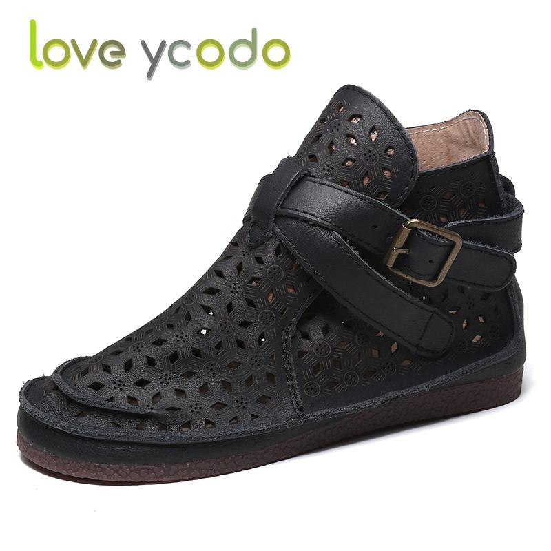 Женские летние удобные повседневные ботильоны из натуральной кожи Love Ycodo