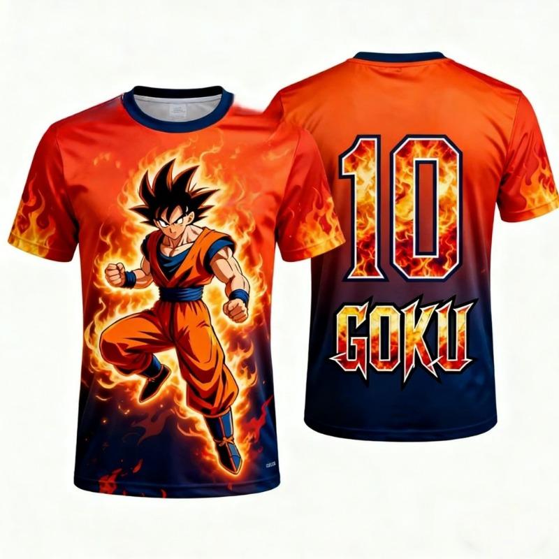 Летняя 3D-печатная футболка Dragon Ball Z Goku для мужчин и детей, повседневная спортивная одежда для активного отдыха, футбольных матчей и многого другого