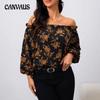 Women's Spring New Off The Shoulder Line Collar Floral Top