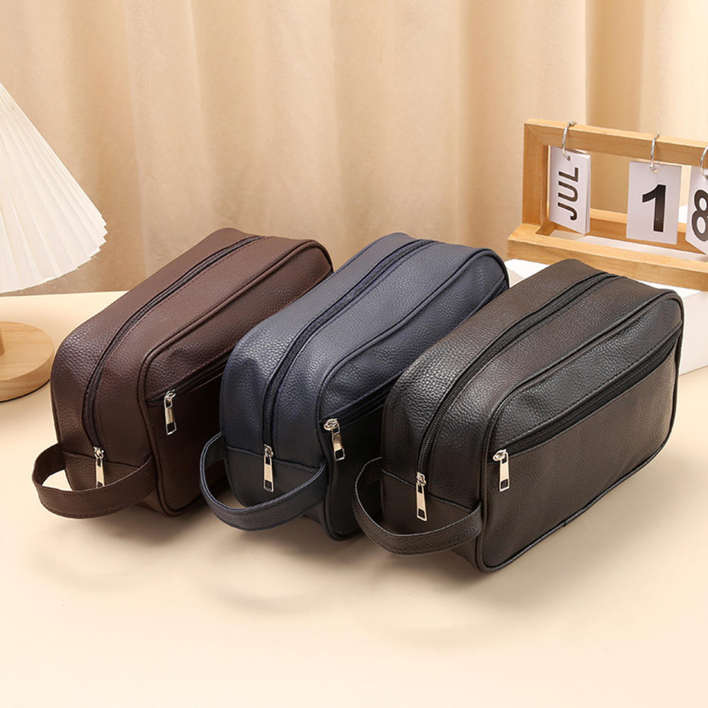 New Makeup Bag Pu Leather Portable Travel Wash Cosmetic Bag Toiletries Organizer Female Storage Handheld Box
