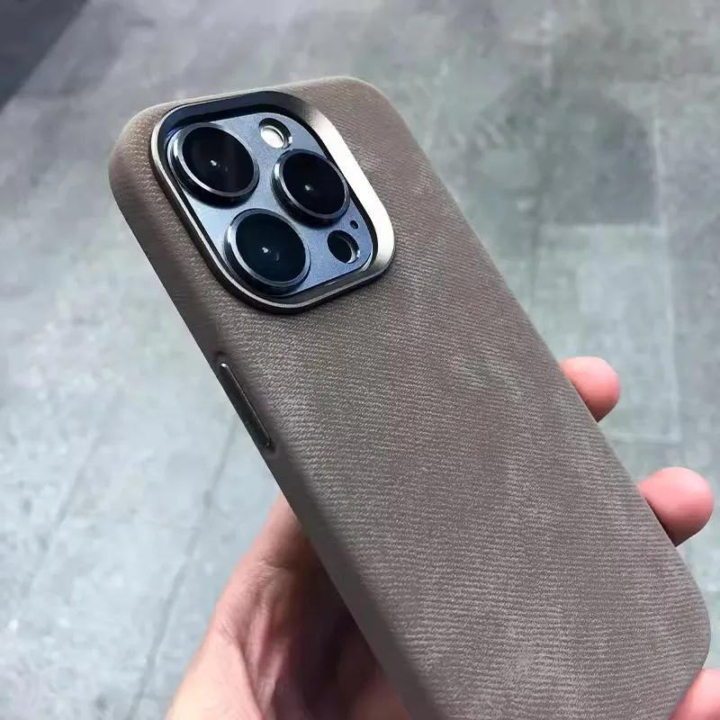 Фланелевый чехол для телефона Magsafe для iPhone 16 Pro Max 15 15Pro 17 Матовый Задняя крышка для беспроводной зарядки Микрофибра Защитный корпус