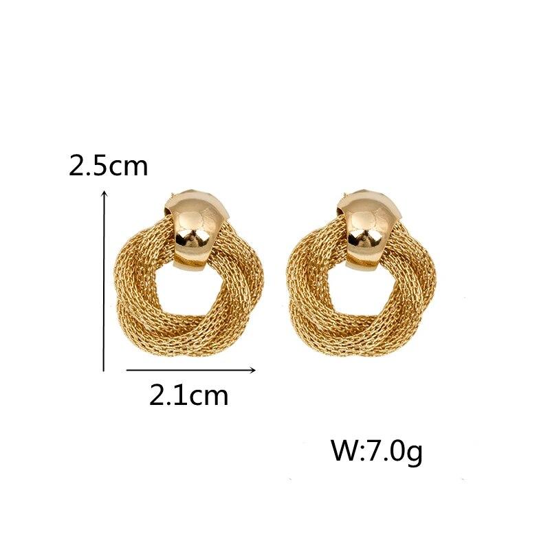 Новые модные массивные металлические геометрические серьги-подвески для женщин, крутые серьги золотого цвета в стиле панк, круглые витые висячие украшения для ушей