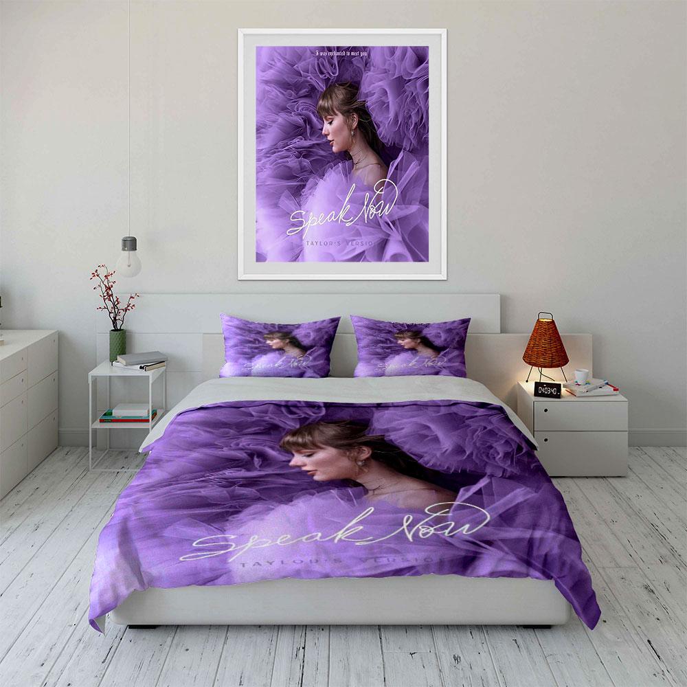 Purple Bedding Set - Speak Now Pattern Bedding Duvet Cover Set Duvet Cover Pillowcases (1*Duvet Cover 2*Pillowcases, without duvet insert)