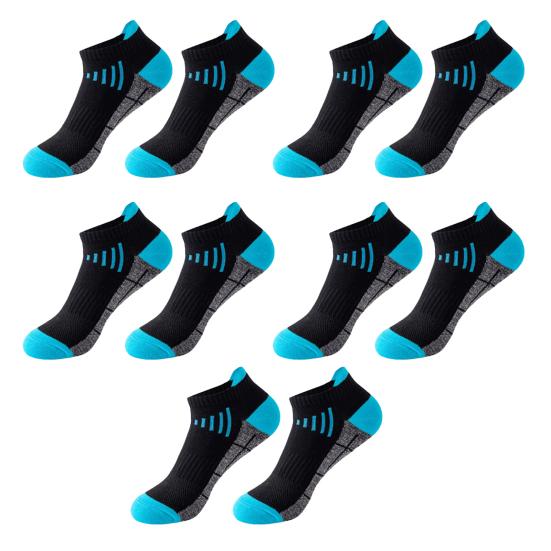 5 Pairs Men's Cotton Ankle Socks Athletic Cushioned Performance Socks Moisture Wicking Breathable Running Socks