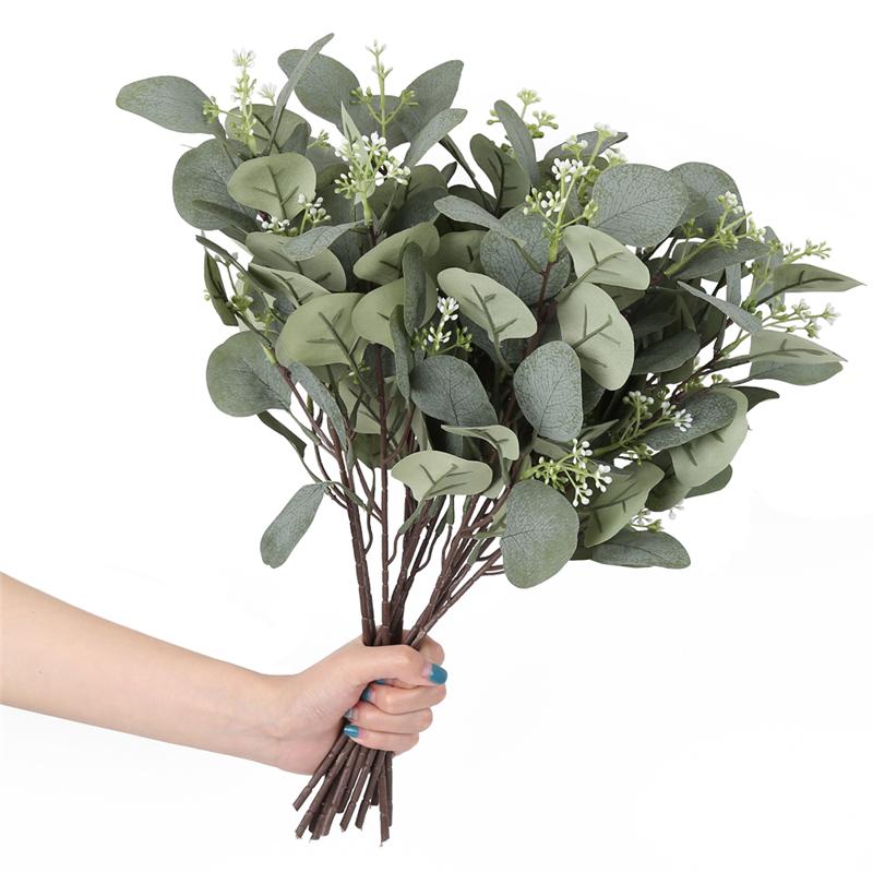 12/24 Pcs Artificial Eucalyptus Leaves Stems Eucalyptus Branches Green Fake Plant Artificial Plants for Wedding Home Indoor Outdoor Table Door Decor
