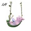 Resin Pig Sculpture Hanging Figurine Cute Piggy Lying in Hammock Reading Sun-resistant Decor Book Ornament Waterproof Animal for Indoor Outdoor