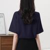 Рубашка Блузка для Короткого Тела Офисная Летняя [Yino] Женская, Рукав, Бант, Драпировка, Лента, Закрывающая, Стройнящая, Стильная, Аккуратная, Женственная, Взрослая, Милая,